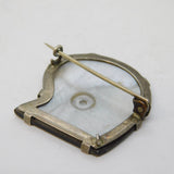 20th Century Sterling Silver Carved Mother of Pearl Farmer Scene Brooch Antique