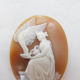 Victorian Carved Shell Cameo Hebe & The Eagle Classical Plaque Antique c1850s