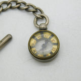 Art Deco Sterling Silver Albert Watch Chain & Compass Fob Antique 1912