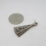 Sterling Silver Oriental Fan Charm Pendant Vintage c1970