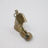 Sterling Silver Patterned Scruffy Boot Charm Pendant Vintage c1970