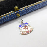 Sterling Silver & Enamel Devon Crest Shield Charm Pendant Vintage c1970