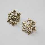 Pair of Sterling Silver Large Snowflake Stud Earrings Vintage c1990