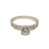 Sterling Silver Multi-Stone CZ Sparkling Engagement Ring Vintage c1990 Size P