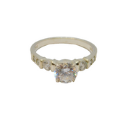 Sterling Silver Multi-Stone CZ Sparkling Engagement Ring Vintage c1990 Size P