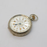 19th Century Swiss .935 Silver Cased Silvered Dial Ladies Pocket Watch Antique