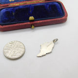Sterling Silver Isle of Wight Enamel Map Charm Pendant Vintage c1970