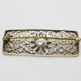 Art Deco Sterling Silver, Pearl & Marcasite Floral Dress Brooch Antique c1920s