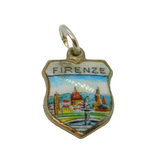 800 Silver Firenze Enamel Souvenir Charm Pendant Vintage c1970