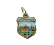 800 Silver Firenze Enamel Souvenir Charm Pendant Vintage c1970