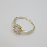 Sterling Silver Faceted Crystal Solitaire Dress Ring Modern c2000 Size P 1/2