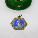 Sterling Silver & Enamel St Christopher Charm Pendant Vintage c1970