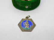 Sterling Silver & Enamel St Christopher Charm Pendant Vintage c1970