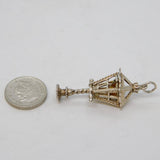 Sterling Silver Glass Set Lamp Post Charm Pendant Vintage c1970s