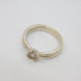 Sterling Silver White Topaz Solitaire Studio Style Ring Vintage c1990 Size P