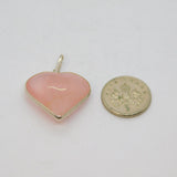 Sterling Silver Polished Rose-Quartz Heart Charm Pendant Modern c1990s