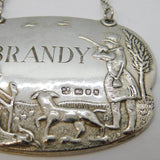 Sterling Silver Shooting Interest Brandy Decanter Label Vintage 1982 Birmingham