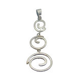 Sterling Silver Triple Linked Swirls Long Drop Studio Pendant Vintage c1970s