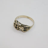 Sterling Silver Skull & Spider Form Biker Style Band Ring Modern c1990 Size P