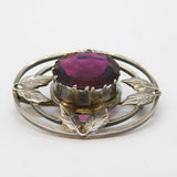 Sterling Silver Faceted Garnet Set Floral Brooch Pin Vintage c1970