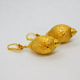 Pair of Gold On Sterling Silver Italian Leverback Drop Earrings Vintage c1980
