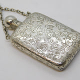 Edwardian Sterling Silver Floral Pattern Perfume Bottle Antique 1903 Birmingham