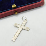 Sterling Silver Engine Turned Cross Crucifix Pendant Vintage c1970