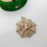 Sterling Silver Spider in the Web Charm Pendant Vintage c1970