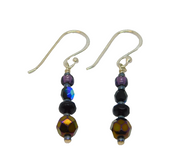 Pair of Sterling Silver Faceted Glass Beads Drop Earrings Contemporary c2010