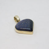 Sterling Silver  Blue Goldstone Stylised Heart Pendant Contemporary c2000s