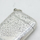 Victorian Sterling Silver Floral Hidden Image Vesta Case Antique 1874 Birmingham