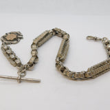 20th Century Sterling Silver Fancy Link Albert Watch Chain Antique c1920s