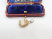 Sterling Silver Agate Drop Charm Pendant Vintage c1970