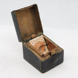 Victorian Leather & Enamel Envelope Stamp Box Antique c1880