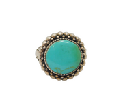 Sterling Silver Turquoise Boho Style Studio Dress Ring Vintage c1970 Size Q