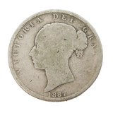 Queen Victoria .925 Silver Half Crown Coin Antique 1887 Fair/Fine Condition