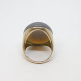 Sterling Silver Natural Grey Stone Statement Ring Vintage c1970 Size T 1/2