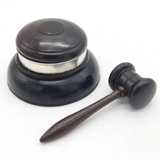 20th Century Turned Wood & Sterling Silver Auctioneer's Gavel & Block Antique