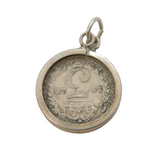 George V Sterling Silver Threepence Coin Charm Pendant Antique 1920