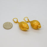 Pair of Gold On Sterling Silver Italian Leverback Drop Earrings Vintage c1980