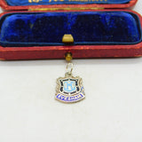 Sterling Silver and Coloured Enamel Travel Shield 'Evesham' Charm Vintage c1970