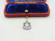 Sterling Silver and Coloured Enamel Travel Shield 'Evesham' Charm Vintage c1970