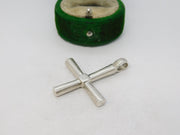 Sterling Silver Modernist Cross Charm Pendant Vintage c1970