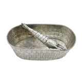 Victorian Sterling Silver Woven Form Fish Bones Basket Antique 1882 London