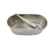 Victorian Sterling Silver Woven Form Fish Bones Basket Antique 1882 London
