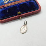 White Metal French Roman Catholic Lourdes Charm Pendant Antique c1930 Deco