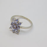 Sterling Silver 9 Tanzanite Cluster Dress Ring Vintage c1970 Size N