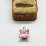 Sterling Silver and Pink Quartz Drop Charm Pendant Vintage c1970