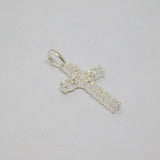 Sterling Silver 5 Diamond Set Illusion Cross Charm Pendant Modern c1990s