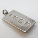 Sterling Silver Bullion Bar Ingot with Cameo Pendant Vintage 1978 Birmingham